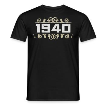 Vintage, années 1940, Rétro, Anniversaire, Années 1940, Vintage, années 1940 - T-shirt homme - noir - Devant - AI Model Male 178 light (178cm)