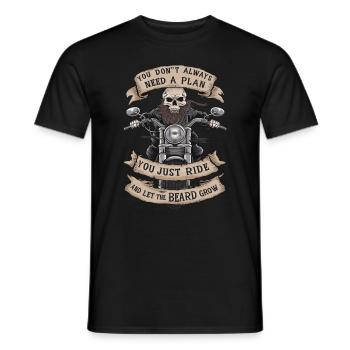 Motorrad Bart Biker Vollbart Bike Rocker - Männer T-Shirt - Schwarz - Vorne - AI Model Male 178 light (178cm)