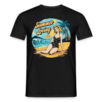 Retro Summer Loving Beach Vibes für einen - Männer T-Shirt - Schwarz - Vorne - AI Model Male 178 light (178cm)