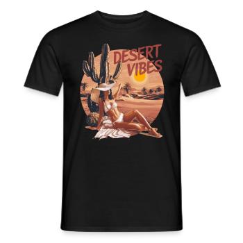 Sonnenuntergang Desert Vibes Urlaub Abenteuer - Männer T-Shirt - Schwarz - Vorne - AI Model Male 178 light (178cm)