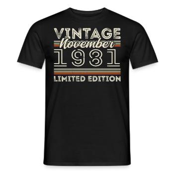 November 1981 Birthday Year November 1981 - Men's T-Shirt - black - Front - AI Model Male 178 light (178cm)