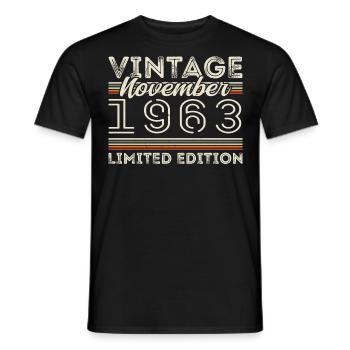 November 1963 Birthday Year November 1963 - Men's T-Shirt - black - Front - AI Model Male 178 light (178cm)