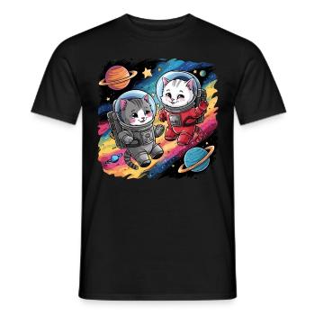 Astronautenkatzen erforschen das Universum - Männer T-Shirt - Schwarz - Vorne - AI Model Male 178 light (178cm)