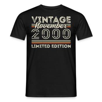 November 2000 Birthday Year November 2000 - Men's T-Shirt - black - Front - AI Model Male 178 light (178cm)