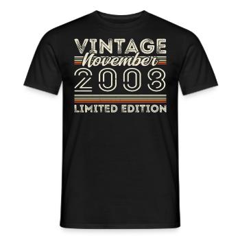 November 2008 Birthday Year November 2008 - Men's T-Shirt - black - Front - AI Model Male 178 light (178cm)