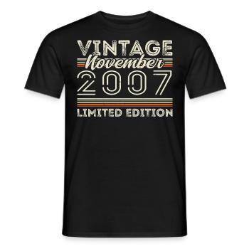 anniversaire de novembre 2007 né en novembre 2007 - T-shirt homme - noir - Devant - AI Model Male 178 light (178cm)