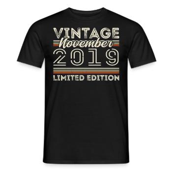 November 2019 Birthday Vintage November 2019 - Men's T-Shirt - black - Front - AI Model Male 178 light (178cm)