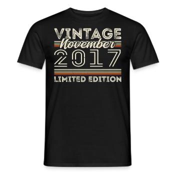 November 2017 Birthday Vintage November 2017 - Men's T-Shirt - black - Front - AI Model Male 178 light (178cm)