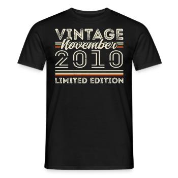 November 2010 Birthday Vintage November 2010 - Men's T-Shirt - black - Front - AI Model Male 178 light (178cm)