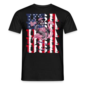 Faultier Flamingo American Pride Patriotic USA - Männer T-Shirt - Schwarz - Vorne - AI Model Male 178 light (178cm)