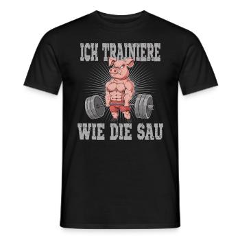 Ich trainiere wie die Sau Schwein Fitness-Studio - Männer T-Shirt - Schwarz - Vorne - AI Model Male 178 light (178cm)