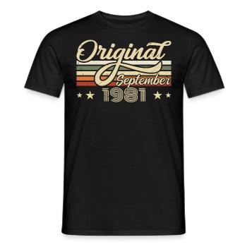 1981 Septembre Né Anniversaire Année de naissance 1981 - T-shirt homme - noir - Devant - AI Model Male 178 light (178cm)