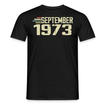 September 1973 Vintage Gift Idea September 1973 - Men's T-Shirt - black - Front - AI Model Male 178 light (178cm)