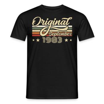 1983 Septembre Anniversaire de naissance Année de naissance 1983 - T-shirt homme - noir - Devant - AI Model Male 178 light (178cm)