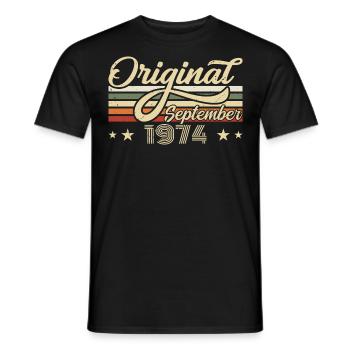 1974 Septembre Naissance Anniversaire Année de naissance 1974 - T-shirt homme - noir - Devant - AI Model Male 178 light (178cm)