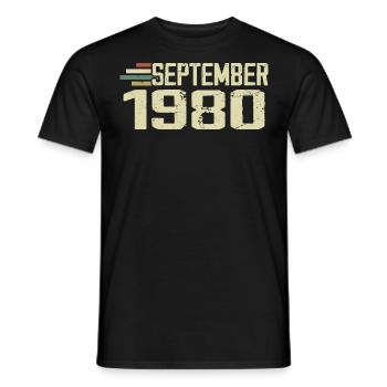 September 1980 Vintage Geschenkidee September 1980 - Männer T-Shirt - Schwarz - Vorne - AI Model Male 178 light (178cm)