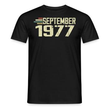 September 1977 Vintage Geschenkidee September 1977 - Männer T-Shirt - Schwarz - Vorne - AI Model Male 178 light (178cm)