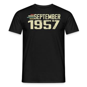September 1957 Vintage Geschenkidee September 1957 - Männer T-Shirt - Schwarz - Vorne - AI Model Male 178 light (178cm)