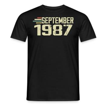 September 1987 Vintage Gift Idea September 1987 - Men's T-Shirt - black - Front - AI Model Male 178 light (178cm)