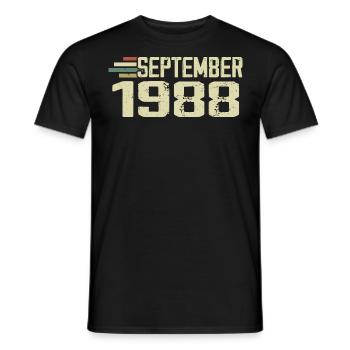 September 1988 Vintage Gift Idea September 1988 - Men's T-Shirt - black - Front - AI Model Male 178 light (178cm)