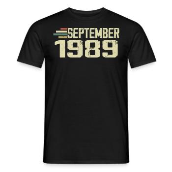 September 1989 Vintage Gift Idea September 1989 - Men's T-Shirt - black - Front - AI Model Male 178 light (178cm)
