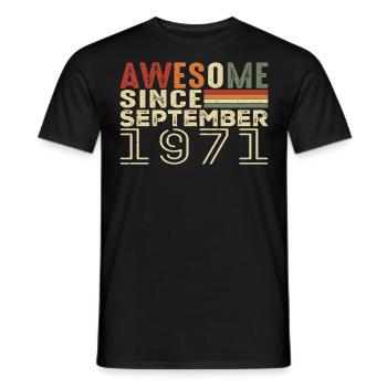 Septembre 1971, cadeau d’anniversaire Septembre 1971 - T-shirt homme - noir - Devant - AI Model Male 178 light (178cm)