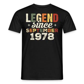 Legendary since September 1978 Birthday September - Men's T-Shirt - black - Front - AI Model Male 178 light (178cm)