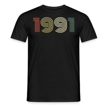 1991 Anniversaire Millésime 1991 Cadeau 1991 - T-shirt homme - noir - Devant - AI Model Male 178 light (178cm)