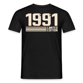 1991 Millésime 1991 Anniversaire 1991 Rétro 1991 - T-shirt homme - noir - Devant - AI Model Male 178 light (178cm)