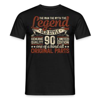 90 Jahre alt, Legenden 1934 Jahrgang 1934 Jubiläum - Männer T-Shirt - Schwarz - Vorne - AI Model Male 178 light (178cm)