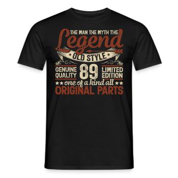 89 years old, Legends 1935 Vintage 1935 Jubilee - Men's T-Shirt - black - Front - AI Model Male 178 light (178cm)