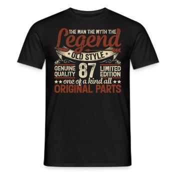 87 years old, legends 1937 vintage 1937 anniversary - Men's T-Shirt - black - Front - AI Model Male 178 light (178cm)
