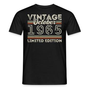 Oktober 1965 Geburtstag October 1965 Birthday Gift - Men's T-Shirt - black - Front - AI Model Male 178 light (178cm)