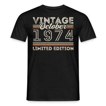 Oktober 1974 Geburtstag October 1974 Birthday Gift - Men's T-Shirt - black - Front - AI Model Male 178 light (178cm)