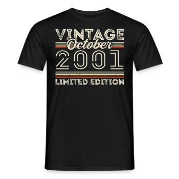 Oktober 2001 Geburtstag October 2001 Birthday Gift - Men's T-Shirt - black - Front - AI Model Male 178 light (178cm)