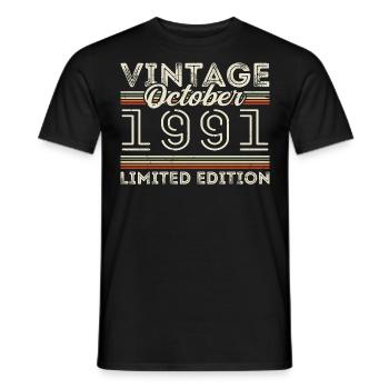 Octobre 1991 Geburtstag Octobre 1991 Cadeau d’anniversaire - T-shirt homme - noir - Devant - AI Model Male 178 light (178cm)