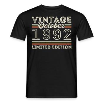 Oktober 1992 Geburtstag October 1992 Birthday Gift - Men's T-Shirt - black - Front - AI Model Male 178 light (178cm)
