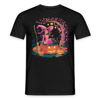 Pretty In Pink Wicked With Pumpkins für Frauen - Männer T-Shirt - Schwarz - Vorne - AI Model Male 178 light (178cm)
