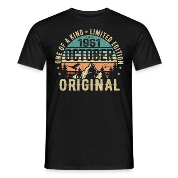 October 1961 Birthday Gift - October 1961 - Men's T-Shirt - black - Front - AI Model Male 178 light (178cm)
