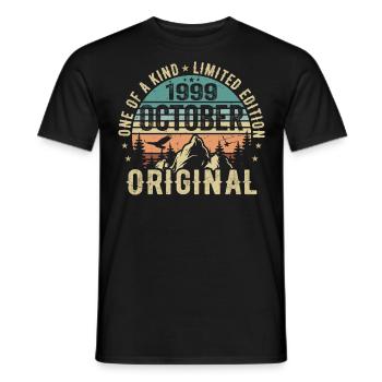 Oktober 1999 Geburtstagsgeschenk - Oktober 1999 - Männer T-Shirt - Schwarz - Vorne - AI Model Male 178 light (178cm)