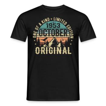 Oktober 1953 Geburtstagsgeschenk - Oktober 1953 - Männer T-Shirt - Schwarz - Vorne - AI Model Male 178 light (178cm)