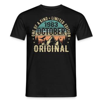 October 1983 Birthday Gift - October 1983 - Men's T-Shirt - black - Front - AI Model Male 178 light (178cm)