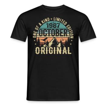 October 1987 Birthday Gift - October 1987 - Men's T-Shirt - black - Front - AI Model Male 178 light (178cm)
