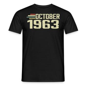 October 1963 - Birthday in October 1963 - Men's T-Shirt - black - Front - AI Model Male 178 light (178cm)