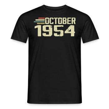 October 1954 - Geburtstag im Oktober 1954 - Männer T-Shirt - Schwarz - Vorne - AI Model Male 178 light (178cm)