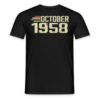 October 1958 - Geburtstag im Oktober 1958 - Männer T-Shirt - Schwarz - Vorne - AI Model Male 178 light (178cm)