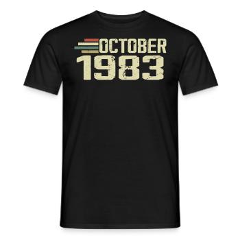 October 1983 - Birthday in October 1983 - Men's T-Shirt - black - Front - AI Model Male 178 light (178cm)