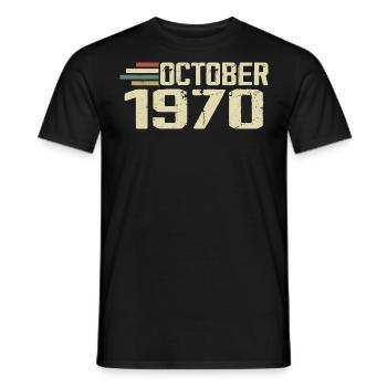 Octobre 1970 - Anniversaire en octobre 1970 - T-shirt homme - noir - Devant - AI Model Male 178 light (178cm)