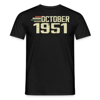 October 1951 - Birthday in October 1951 - Men's T-Shirt - black - Front - AI Model Male 178 light (178cm)