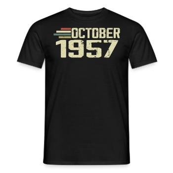 October 1957 - Geburtstag im Oktober 1957 - Männer T-Shirt - Schwarz - Vorne - AI Model Male 178 light (178cm)